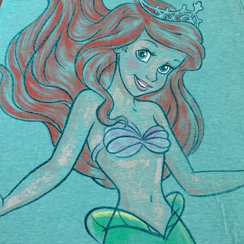 Disney Ariel Little Mermaid Princess Graphic Tank Top Girls L Aqua